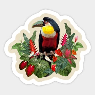 Drawn polygonal art of toucan birds. Sticker